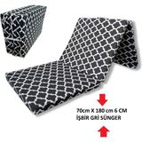 Mor Minder Katlanır Yer Yatağı ve Tek Kişilik Sünger Katlanır Minder Yatak 70X180 Cm 6 cm Karacatı Model - 70 x 180 cm