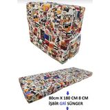 Mor Minder Katlanır Yer Yatağı ve Tek Kişilik Sünger Katlanır Yatak 80X180 cm Sünger 8 cm Love Desen - 80 x 180 cm