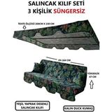 Mor Minder Mor Süngersiz Tenteli Salıncak Kumaş Seti 3kişilik Bahçe Minderi 164X47 Modern Tasarım - Yeşil