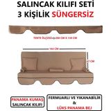Mor Minder Salıncak Kılıfı Seti Tenteli Süngersiz (164X47) 3 Kişilik Lüks Panama Bej Renk