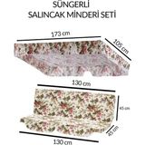 Mor Minder Salıncak Minder Seti Tenteli Ingiliz Gülü Salıncak Minder Seti 2 Kişilik Süngerli Ingiliz Gülü Modeli - Renkli