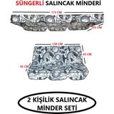 Mor Minder Süngerli Salıncak Minder Seti Tenteli Bahçe Minderi 2 Kişilik Süngerli Saat Desen - Lacivert