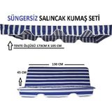 Mor Minder Süngersiz Salıncak Minder Seti Tenteli Bahçe Minderi 2 Kişilik Süngersiz Mavi-Beyaz