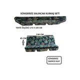 Mor Minder Süngersiz Salıncak Minder Seti Tenteli Bahçe Minderi 2 Kişilik Süngersiz Yeşil Yaprak 130x45