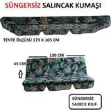 Mor Minder Süngersiz Salıncak Minder Seti Tenteli Bahçe Minderi 2 Kişilik Süngersiz Yeşil Yaprak - Yeşil - Mavi