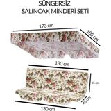 Mor Minder Süngersiz Salıncak Minder Seti Tenteli Salıncak Kumaş Seti 2 Kişilik Süngersiz Ingiliz Gülü - Renkli