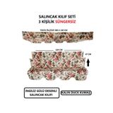 Mor Minder Süngersiz Tenteli Salıncak Kumaş Seti 3Kişilik 164x47 cm SÜNGERSİZ İngiliz Gülü Model