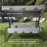 Mor Minder Süngersiz Tenteli Salıncak Kumaş Seti 3kişilik 164X47 cm Süngersiz Lüx Panama Açık Gri - Açık Gri - 164 X 47