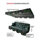 Mor Minder Süngersiz Tenteli Salıncak Kumaş Seti 3Kişilik Bahçe minderi 164x47 SÜNGERSİZ