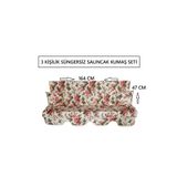 Mor Minder SÜNGERSİZ TENTESİZ SALINCAK KUMAŞ SETİ 3 KİŞİLİK 164x47 Cm İngiliz Gülü Desen