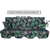 Mor Minder Süngersiz Tentesiz Salıncak Kumaş Seti 3 Kişilik 164X47 cm Yeşil Yapraklı Desen - 164 X 47