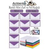 Mor Mini Zarf 7X9 Cm Not Kağıtlı 50 Adet Küçük Mor Zarf Mektup Oyun Zarfı Doğum Günü Dilekleri Zarfı Canlı Renk