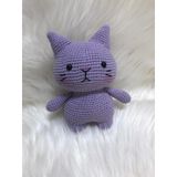 Mor Miniş Pisi Uyku Arkadaşı Amigurumi Organik Oyuncak