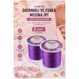 Mor Misina İpi 0.5Mm 10 Metre 2 Adet Esnek Boncuk Takı Dizme İpi Elastik İp Bileklik Aksesuar Lastiği Yuvarlak Elyaf