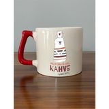 Mor Mürekkep Akıl Verenler Değil Kahve Lazım Bize Baskılı Kırmızı Kulplu D Kupa - Açık Gri - Beyaz - 200 ml