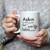 Mor Mürekkep Aşkın Her Hali Güzeldi Baskılı Beyaz Kupa - Açık Gri - Beyaz - 200 ml