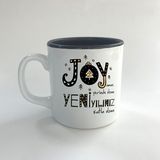 Mor Mürekkep Joyumuz Yerinde Olsun Baskılı Siyah Multi Yılbaşı Kupası - Açık Gri - Beyaz - 200 ml
