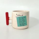 Mor Mürekkep Kendime Not: Incir Ağacından Oklava Olmaz Mısır Unundan Baklava Olmaz Baskılı Kırmızı Kulplu T Kupa - Açık Gri - Beyaz - 200 ml