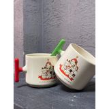 Mor Mürekkep Merry Catmas Kedi Ağacı Beyaz Kulplu T Yılbaşı Hediyesi Bardak Kupa Fincan Mug - 65 Adet