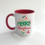 Mor Mürekkep Merry Christmas 2024 Baskılı Kırmızı Mega Yılbaşı Kupası - Açık Gri - Beyaz - 200 ml