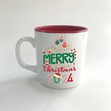 Mor Mürekkep Merry Christmas 2024 Baskılı Kırmızı Multi Yılbaşı Kupası - Açık Gri - Beyaz - 200 ml