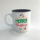 Mor Mürekkep Merry Christmas 2024 Baskılı Siyah Multi Yılbaşı Kupası - Açık Gri - Beyaz - 200 ml
