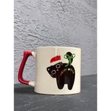 Mor Mürekkep Merry Xmass Siyah Kedi Kırmızı Kulplu Prime Yılbaşı Hediyesi Bardak Kupa Fincan Mug - 15 Adet