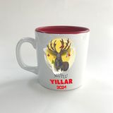 Mor Mürekkep Mutlu Yıllar 2024 Geyik Baskılı Kırmızı Multi Yılbaşı Kupası - Açık Gri - Beyaz - 200 ml
