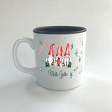 Mor Mürekkep Mutlu Yıllar 3 Noel Baba Baskılı Siyah Multi Yılbaşı Kupası - Açık Gri - Beyaz - 200 ml