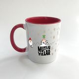 Mor Mürekkep Mutlu Yıllar Kar Taneleri Baskılı Kırmızı Mega Yılbaşı Kupası - Açık Gri - Beyaz - 200 ml