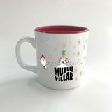 Mor Mürekkep Mutlu Yıllar Kar Taneleri Baskılı Kırmızı Multi Yılbaşı Kupası - Açık Gri - Beyaz - 200 ml