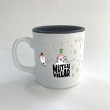 Mor Mürekkep Mutlu Yıllar Kar Taneleri Baskılı Siyah Multi Yılbaşı Kupası - Açık Gri - Beyaz - 200 ml