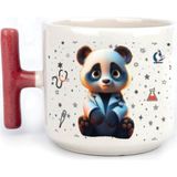 Mor Mürekkep Sad Üzgün Panda - Meslek: Doktor Kırmızı Kulplu Prime Ofis Hediyesi Bardak Kupa Fincan Mug - 80 Adet