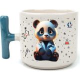 Mor Mürekkep Sad Üzgün Panda - Meslek: Doktor Mavi Kulplu T Meslek Hediyesi Bardak Kupa Fincan Mug - 82 Adet