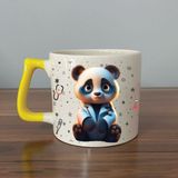 Mor Mürekkep Sad Üzgün Panda - Meslek: Doktor Sarı Kulplu Prime Meslek Hediyesi Bardak Kupa Fincan Mug - 90 Adet