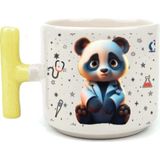 Mor Mürekkep Sad Üzgün Panda - Meslek: Doktor Sarı Kulplu T Meslek Hediyesi Bardak Kupa Fincan Mug - 97 Adet