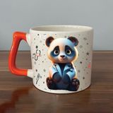 Mor Mürekkep Sad Üzgün Panda - Meslek: Doktor Turuncu Kulplu Prime Meslek Hediyesi Bardak Kupa Fincan Mug - 91 Adet
