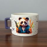 Mor Mürekkep Sad Üzgün Panda - Meslek: Kuaför Mor Kulplu Kare Meslek Hediyesi Bardak Kupa Fincan Mug - 101 Adet