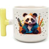 Mor Mürekkep Sad Üzgün Panda - Meslek: Kuaför Sarı Kulplu T Meslek Hediyesi Bardak Kupa Fincan Mug - 114 Adet
