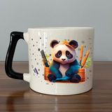 Mor Mürekkep Sad Üzgün Panda - Meslek: Kuaför Siyah Kulplu Prime Meslek Hediyesi Bardak Kupa Fincan Mug - 106 Adet