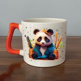 Mor Mürekkep Sad Üzgün Panda - Meslek: Kuaför Turuncu Kulplu Prime Meslek Hediyesi Bardak Kupa Fincan Mug - 107 Adet