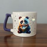 Mor Mürekkep Sad Üzgün Panda - Meslek: Öğrenci Mor Kulplu Prime Meslek Hediyesi Bardak Kupa Fincan Mug - 130 Adet