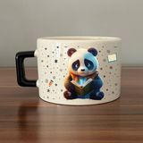 Mor Mürekkep Sad Üzgün Panda - Meslek: Öğrenci Siyah Kulplu Kare Meslek Hediyesi Bardak Kupa Fincan Mug - 127 Adet