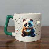 Mor Mürekkep Sad Üzgün Panda - Meslek: Öğrenci Yeşil Kulplu Prime Meslek Hediyesi Bardak Kupa Fincan Mug - 129 Adet