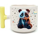Mor Mürekkep Sad Üzgün Panda - Meslek: Öğretmen Sarı Kulplu T Meslek Hediyesi Bardak Kupa Fincan Mug - 141 Adet