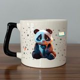 Mor Mürekkep Sad Üzgün Panda - Meslek: Öğretmen Siyah Kulplu Prime Meslek Hediyesi Bardak Kupa Fincan Mug - 150 Adet