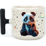 Mor Mürekkep Sad Üzgün Panda - Meslek: Öğretmen Siyah Kulplu T Meslek Hediyesi Bardak Kupa Fincan Mug - 140 Adet