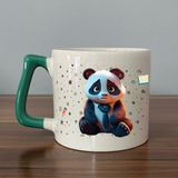 Mor Mürekkep Sad Üzgün Panda - Meslek: Öğretmen Yeşil Kulplu Prime Meslek Hediyesi Bardak Kupa Fincan Mug - 148 Adet