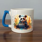 Mor Mürekkep Sad Üzgün Panda - Meslek: Yazılımcı Mavi Kulplu Prime Meslek Hediyesi Bardak Kupa Fincan Mug - 173 Adet