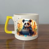 Mor Mürekkep Sad Üzgün Panda - Meslek: Yazılımcı Sarı Kulplu Prime Meslek Hediyesi Bardak Kupa Fincan Mug - 171 Adet